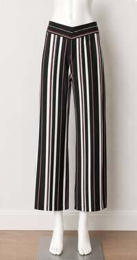 About Us Lenny Black Red White Stripe Pants Flare Trousers Back Zip Pockets L